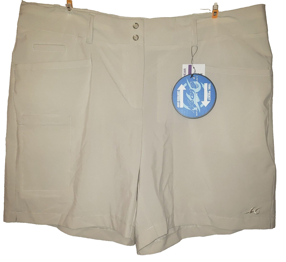 NWT Mojo Sportswear Beige Performance Shorts L Coastal Gulf Wear Athletic Shorts
